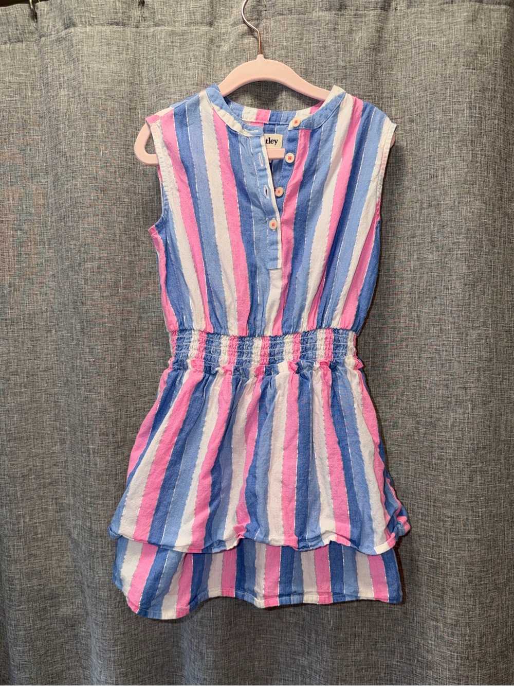 Hatley Pink, Blue & White Striped Sleeveless Girls Dress